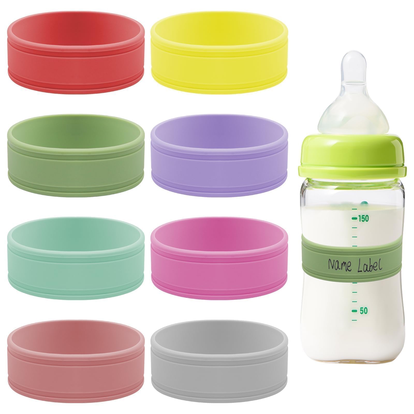 Lot de 8 étiquettes en silicone réutilisables pour biberons et étiquettes réutilisables pour écrire le nom/la date pour biberon Lot de 8 étiquettes en silicone réutilisables pour biberons et étiquettes réutilisables pour écrire le nom/la date pour biberon