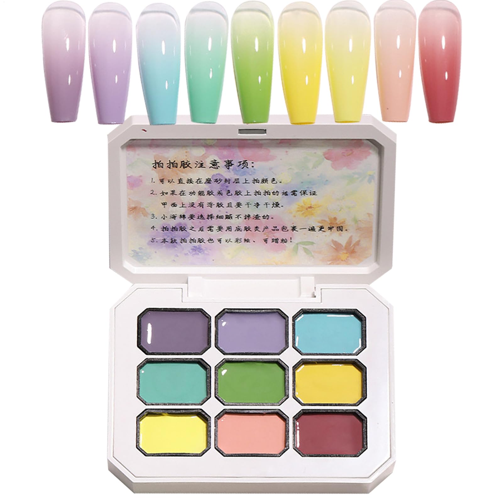 Esmalte de gel de estampado multicolor con paleta para moldear uñas 8