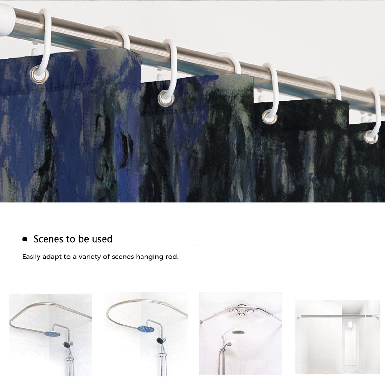Rideau de douche abstrait violet avec impression d'œuvres d'art de Monet en tissu imperméable Décoration de salle de bain avec 12 crochets extra larges 90 x 180 cm