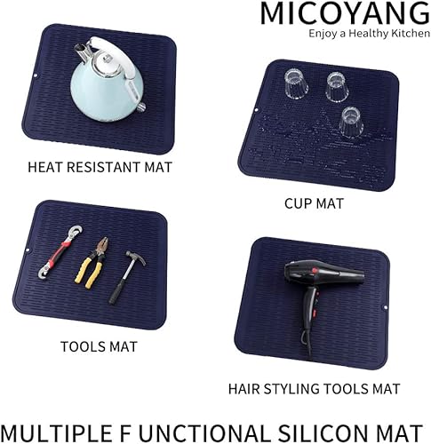Miniatura 590 de Tapete de silicona para secado de platos para múltiples usos, fácil de limpiar, ecológico, resistente al calor, tapete de silicona para encimera