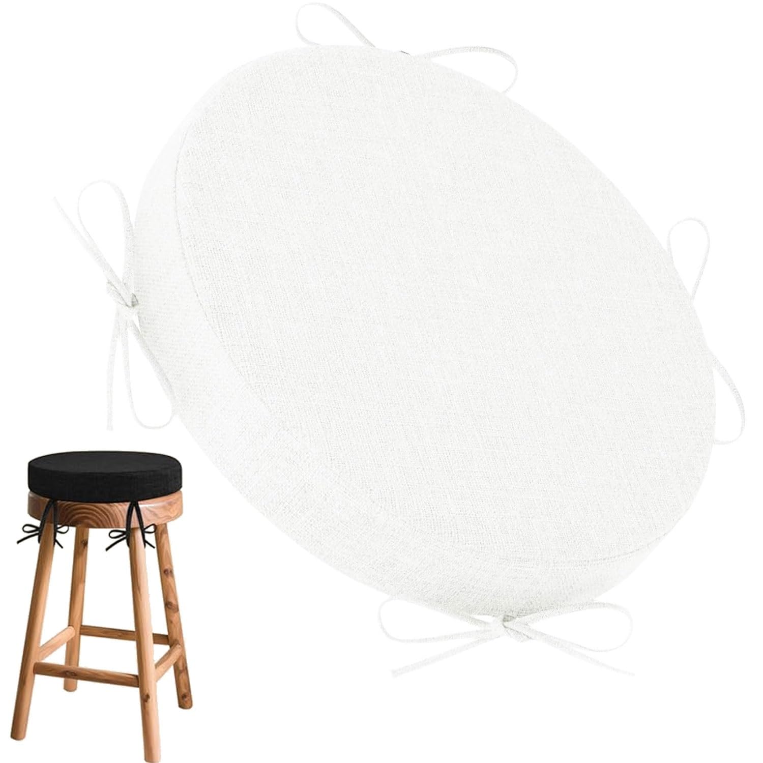 uyeoco Round Memory Foam Seat Cushion with Ties – 5cm Thick, 30/35/40/45/50cm, Circle Chair/Stool Pad for Dining, Kitchen & Office Chairs, Removable Washable Cover(J6,40cm/15.7inch) — image 1