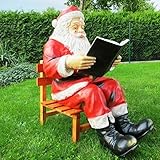 XXL Weihnachtsmann MIT BUCH UND STUHL Größe: 100cm x 75cm TOP QUALITÄT SCHWER UND STABIL
