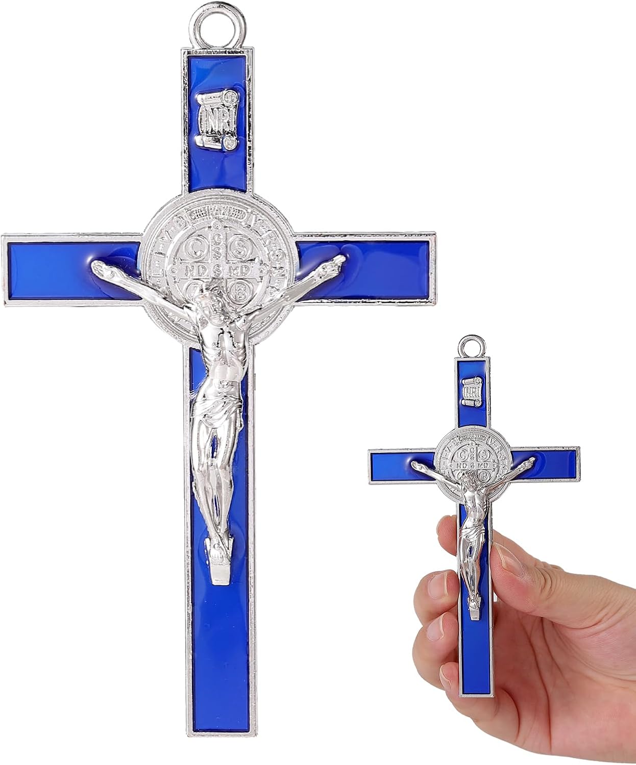 Crucifix Wall Cross, Catholic Crosses with Blue