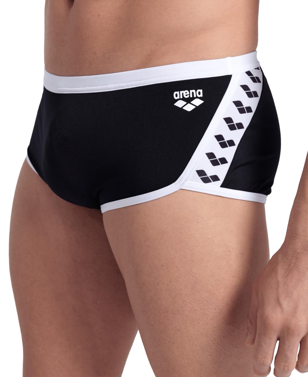 ARENA Costume Uomo Slip Alto Nuoto Piscina Swim Briefs Icons Trunk Nero Vintage