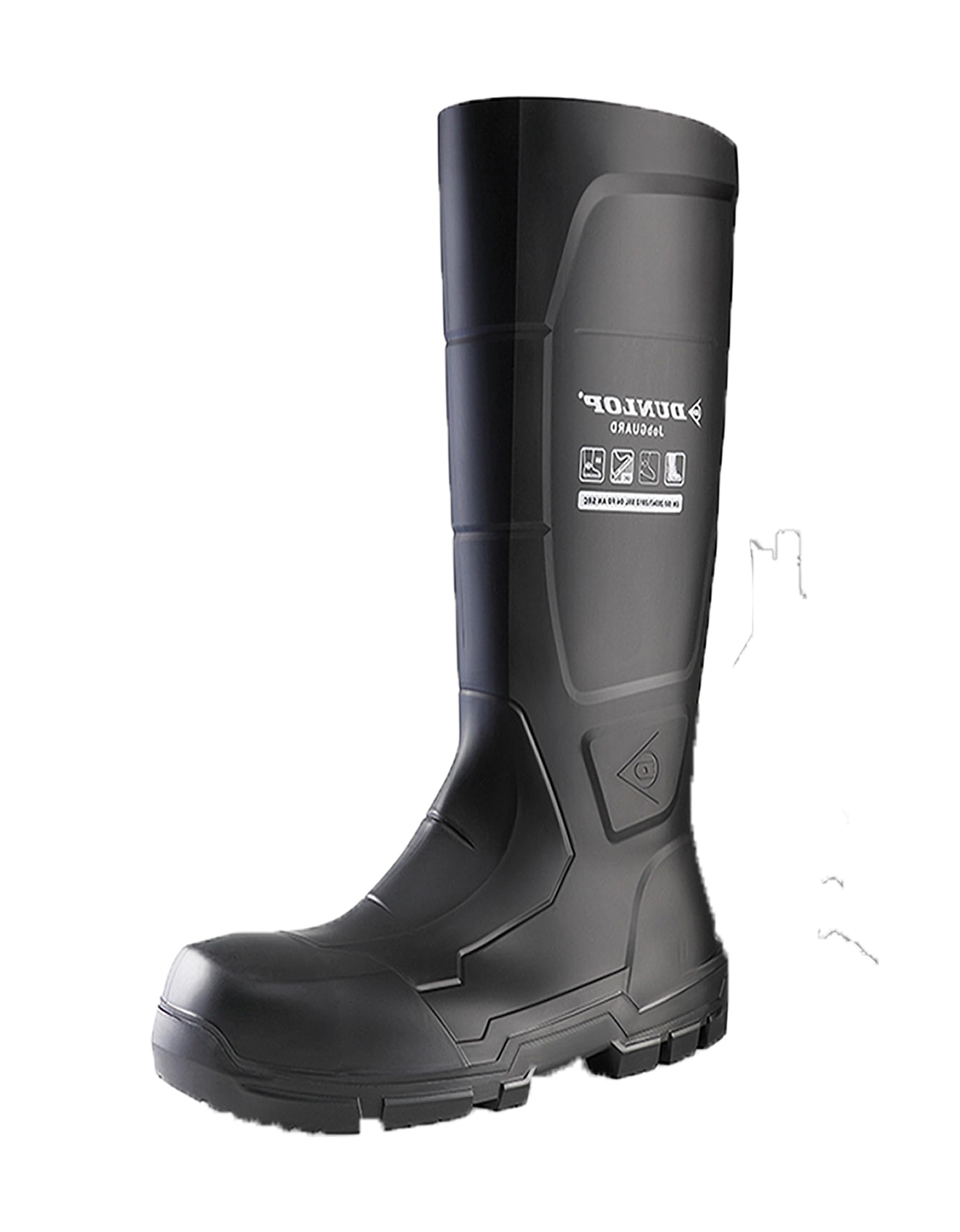 DUNLOP JobGUARD - Unisex Heavy Duty Waterproof Industrial Work Boots, Black, Chemical and Slip Resistant PVC Wellies with Steel Toecap and Midsole for Outdoor and Construction - EU48, UK13