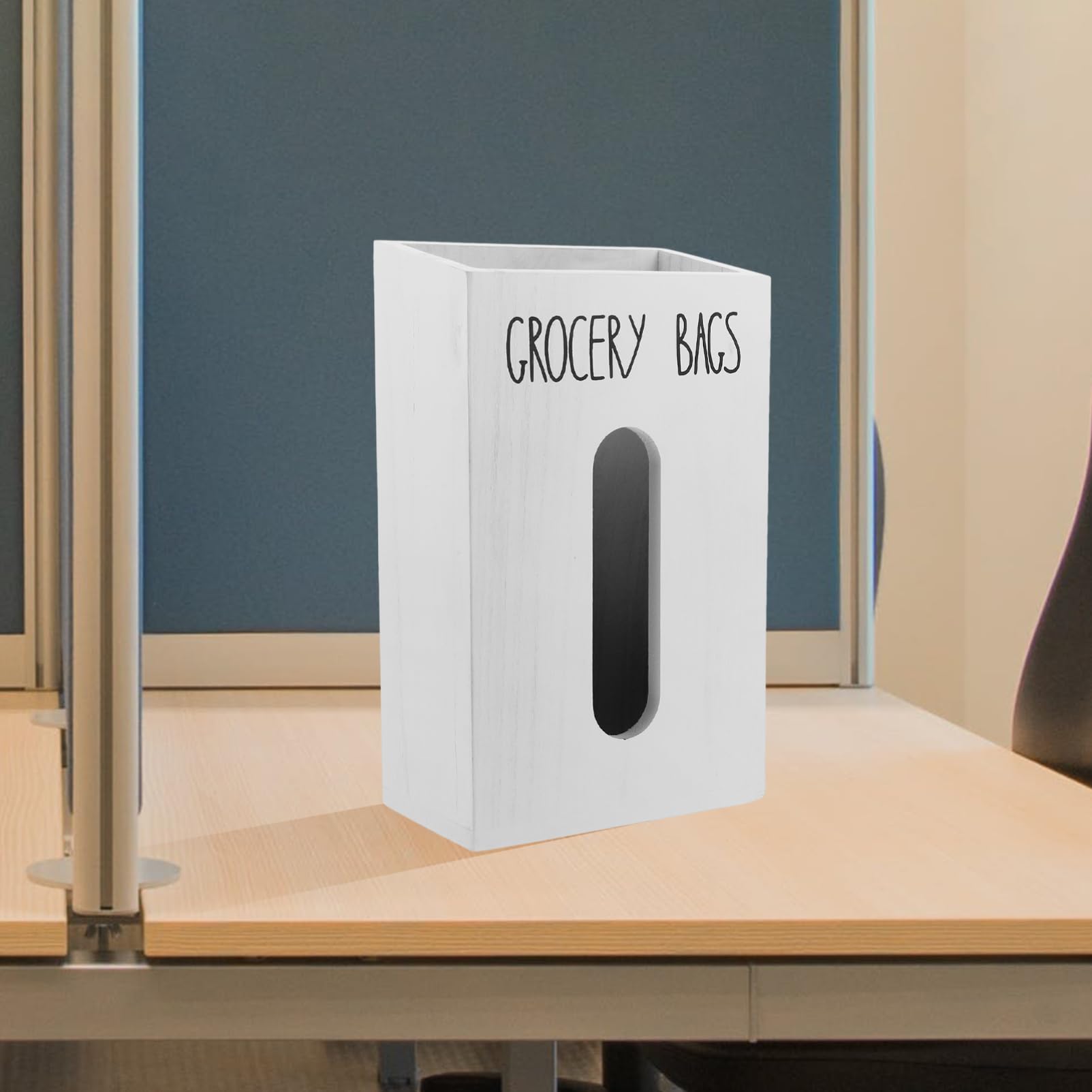 Luxshiny Müllbeutel Aufbewahrungsbox aus Holz Rustikaler Organizer für Plastiktüten und Einkaufstaschen Kompakter Spender für Küche und Büro Langlebig und Platzsparend