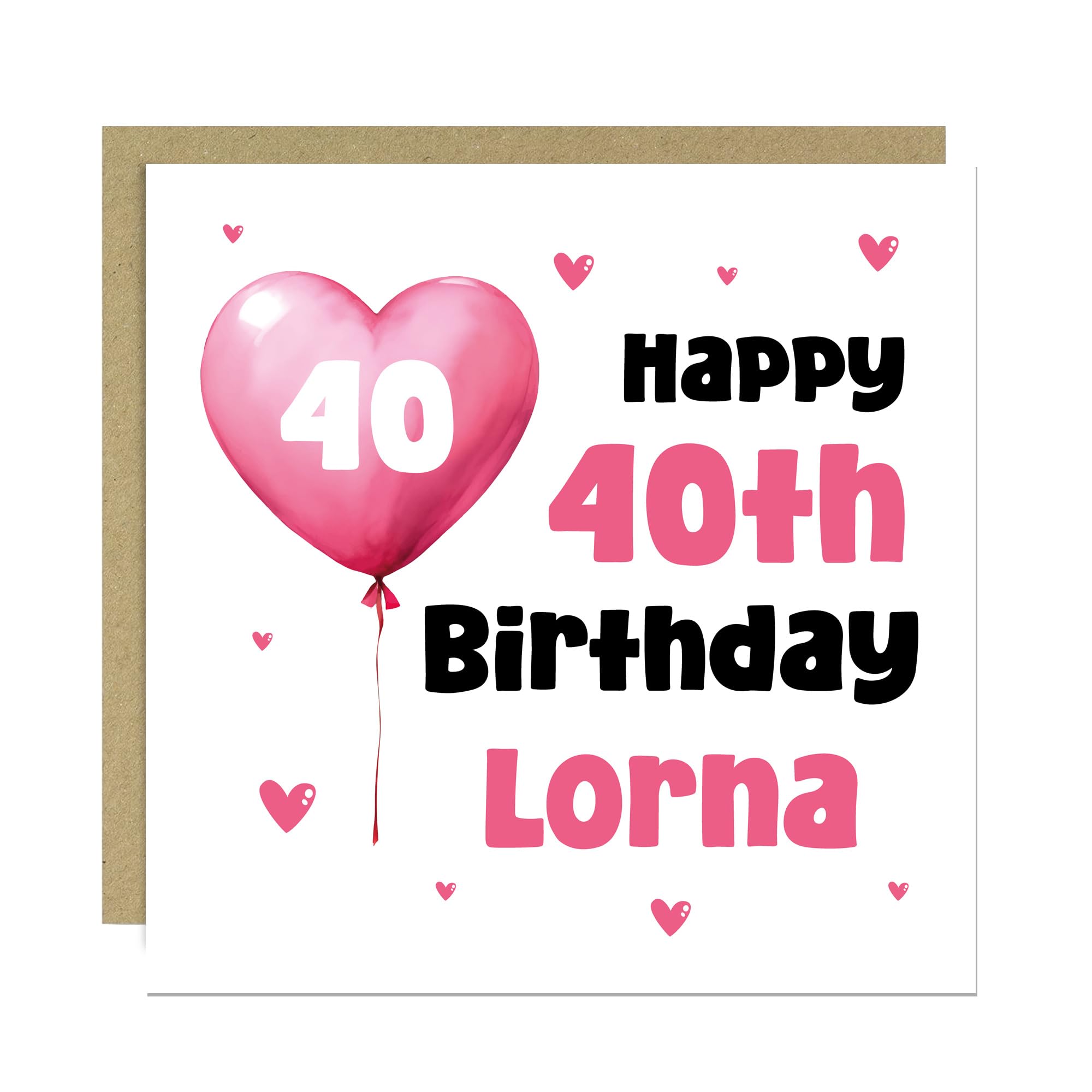 RED OCEAN 40th Birthday Card For Women Personalised 40th Birthday Card For Mum Auntie Sister Best Friend Novelty Women With Kraft Envelope