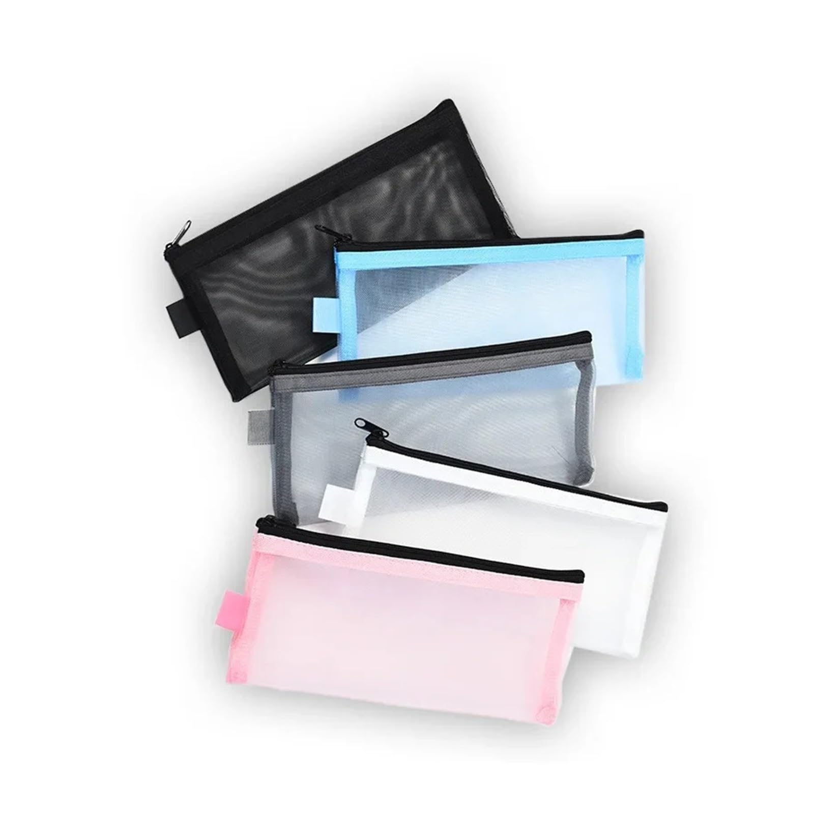 1 astuccio in rete for l'ufficio scolastico | Organizzatore di cancelleria in nylon, resistente, trasparente, di grande capacità, semplice in tinta unita(Blue)