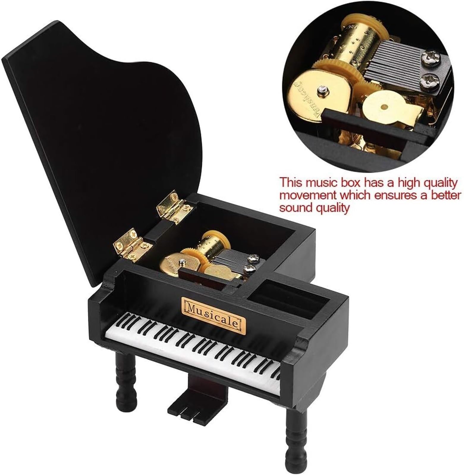Caja Musica Caja Musical Caja De Música para Piano De Cola, Caja De Música con Manivela De Madera, Caja De Música De Madera con Taburete Pequeño, Regalos Caja Musica Familia