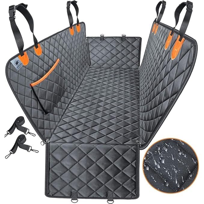 PetLux Dog Car Seat Cover for Pets 100% Waterproof Pet Seat Cover Hammock 600D Heavy Duty Scratch Proof Durable Soft Seat Cover for Cars, Trucks and SUVs | Black-Orange | Polyester (B09WFZRR6R) Amazon Price History, Amazon Price Tracker