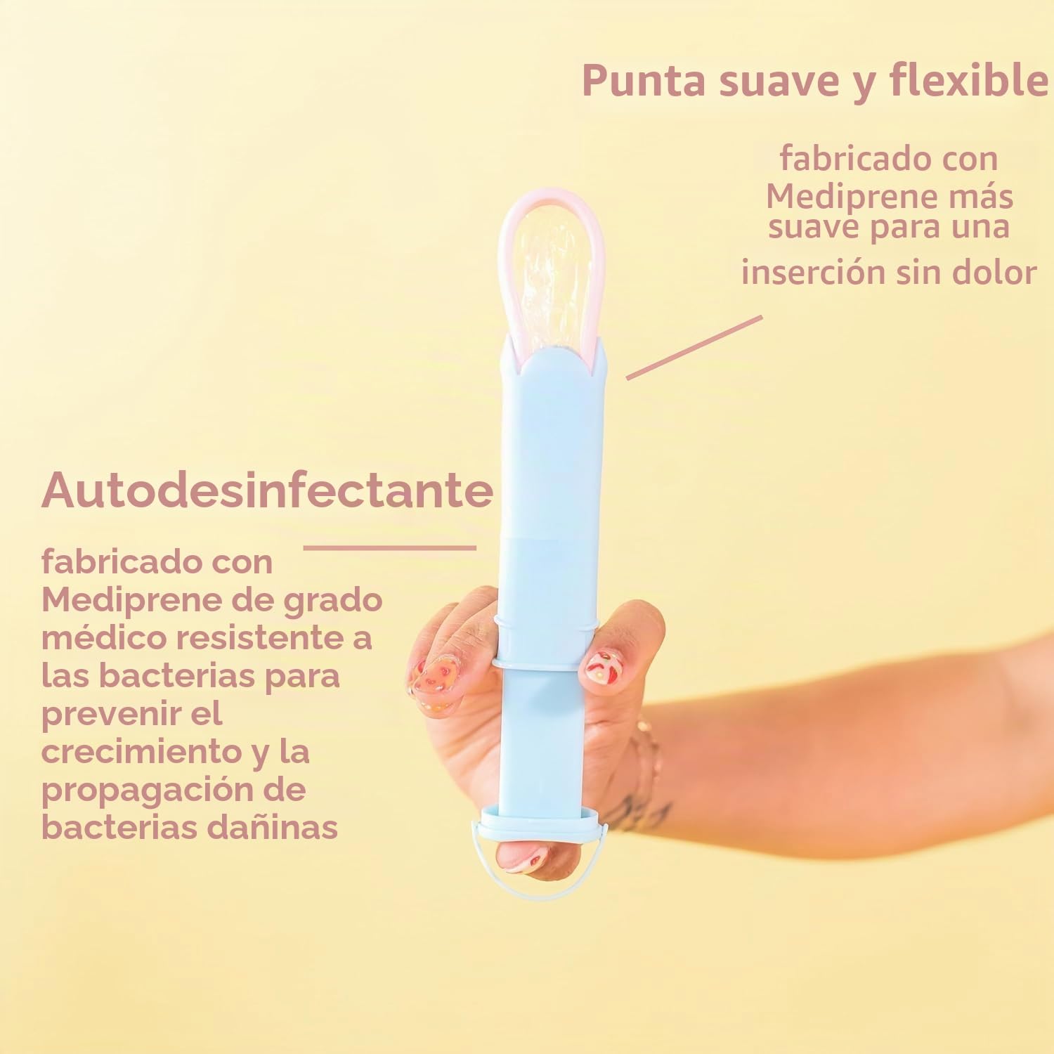 Paquete de 2 discos menstruales y aplicador, sin metales ni toxinas, 100% silicona de grado médico, disco de período reutilizable más suave, se inserta y se retira como un tampón, capacidad de 3 y 7