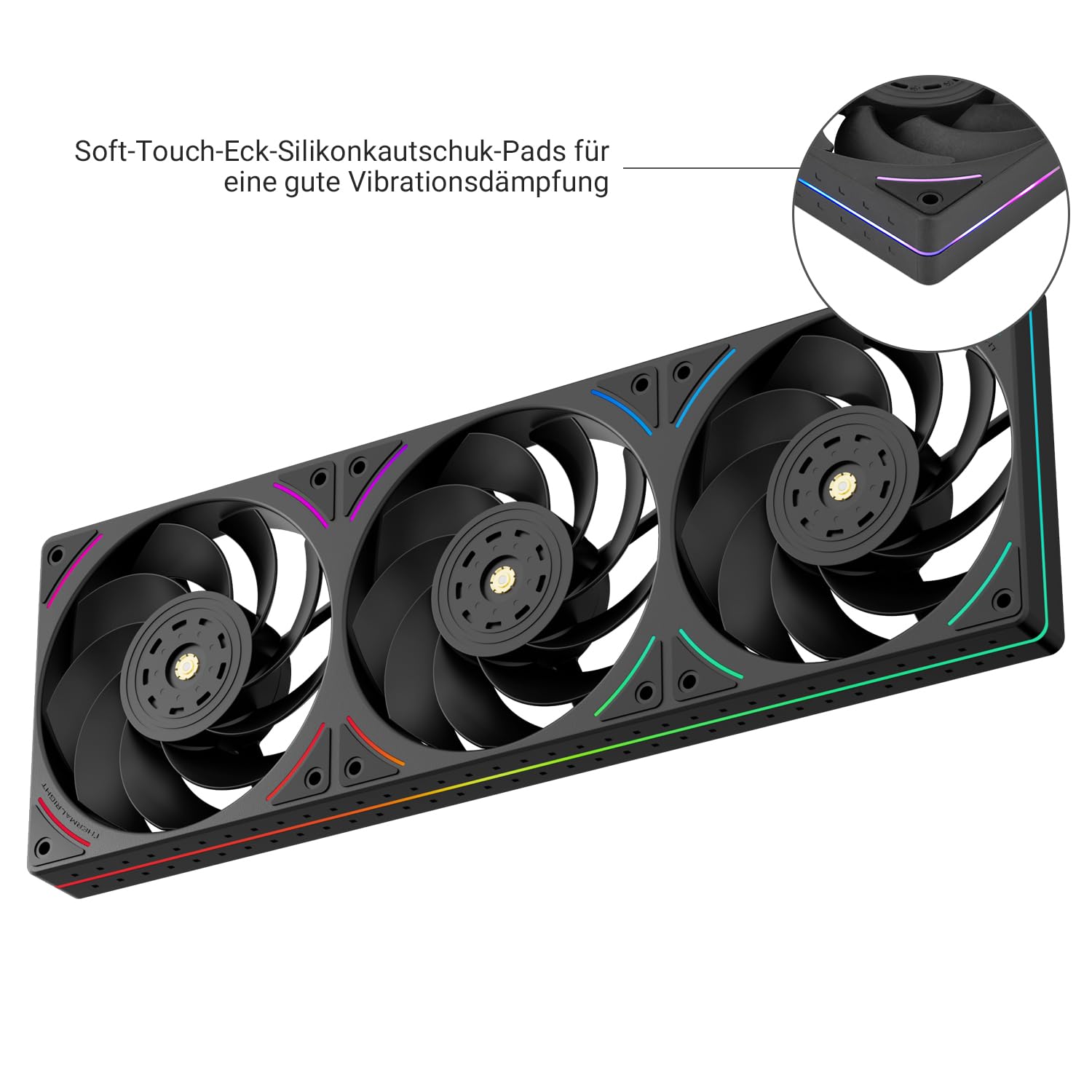 Thermalright TL-UB36R 120mm Gehäuselüfter 3er Pack-PWM, Leise (≤27 dB(A), mit umgekehrter Schaufel/5V ARGB-Beleuchtung, für CPU-Wasserkühlung und Gehäusekühlung-Schwarz