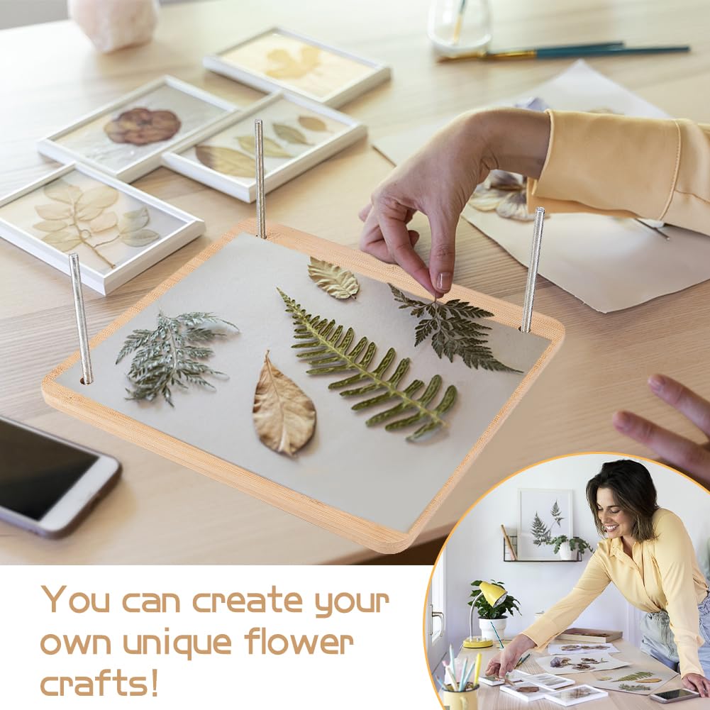 AHANDMAKER Prensa de flores de madera, 9.84 x 9.84 pulgadas, máquina de prensa de libros cuadrada, máquina de prensa de papel plano, prensa de libros para prensa de flores, suministros de