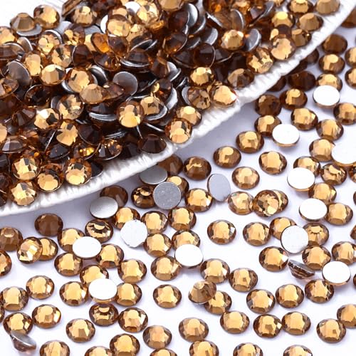 Image of Topaz Flatback Rhinestones, Glass Rhinestones for Nail Art and Craft, Glue Fix, Loose Crystal Gemstones(Topaz, SS12, 1440pcs, 2.9-3.0mm)