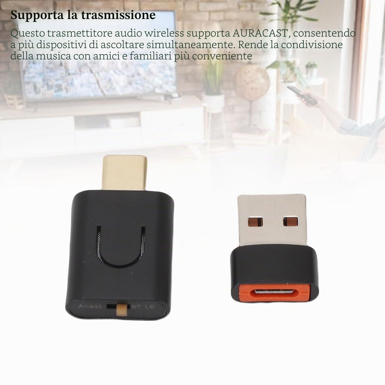 Adattatore audio USB C aptX 5.4 Bluetooth USB Audio trasmettitore per LE Audio con funzione vivavoce, adattatore musicale per PC, laptop, tablet, cuffie plug and play