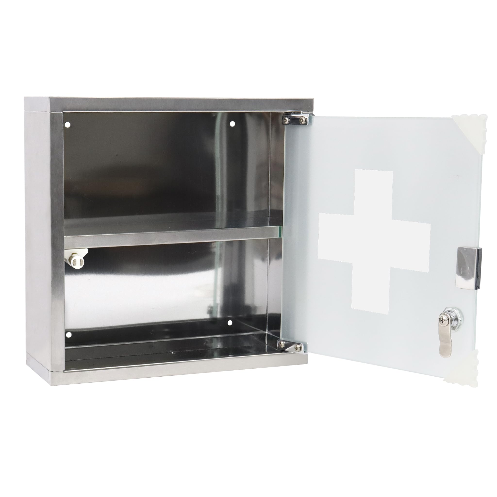 Medizinschrank, Apothekerschrank aus Edelstahl, Medikamentenschrank mit 2 Fächer, Arzneischrank hängend Medikamenten Aufbewahrung - 30x12x30 cm