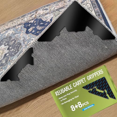 Large Non Slip Rug Pads 16 Pcs,Reusable Double Sided Carpet