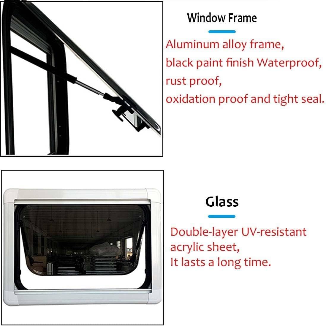 RV Ausstellfenster Set Compact Inkl. Verdunklungsrollo Insektenschutz Dichtmitttel Seitenfenster Wohnwagen Camper Fenster Acrylglas Von 300x500 Bis 550x1300 Insektenschutz,130 * 55cm
