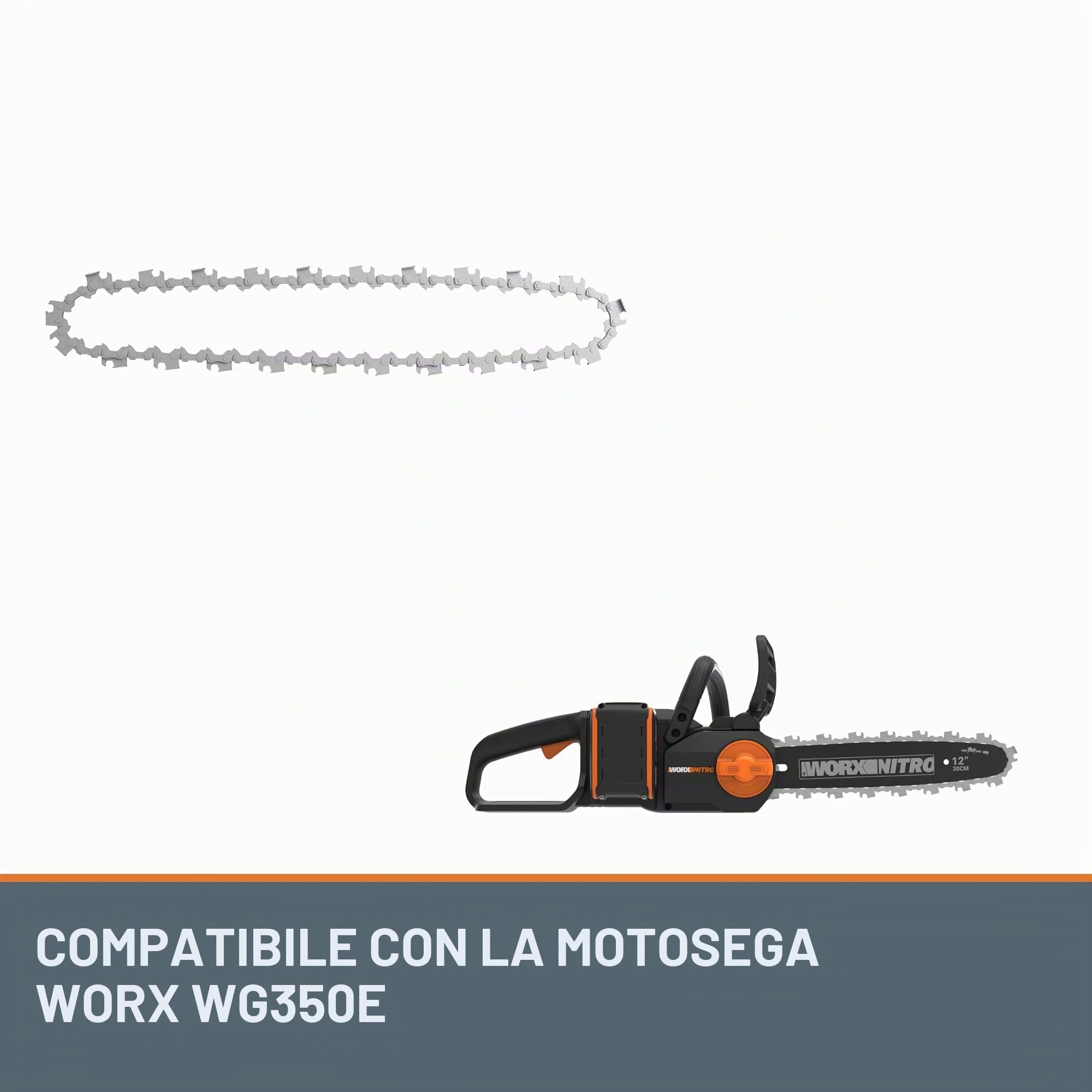 WORX - Catena di ricambio originale 30 cm - Compatibile con motosega senza fili Worx WG350E, WG350E.1 e WG350E.9 - WA0145