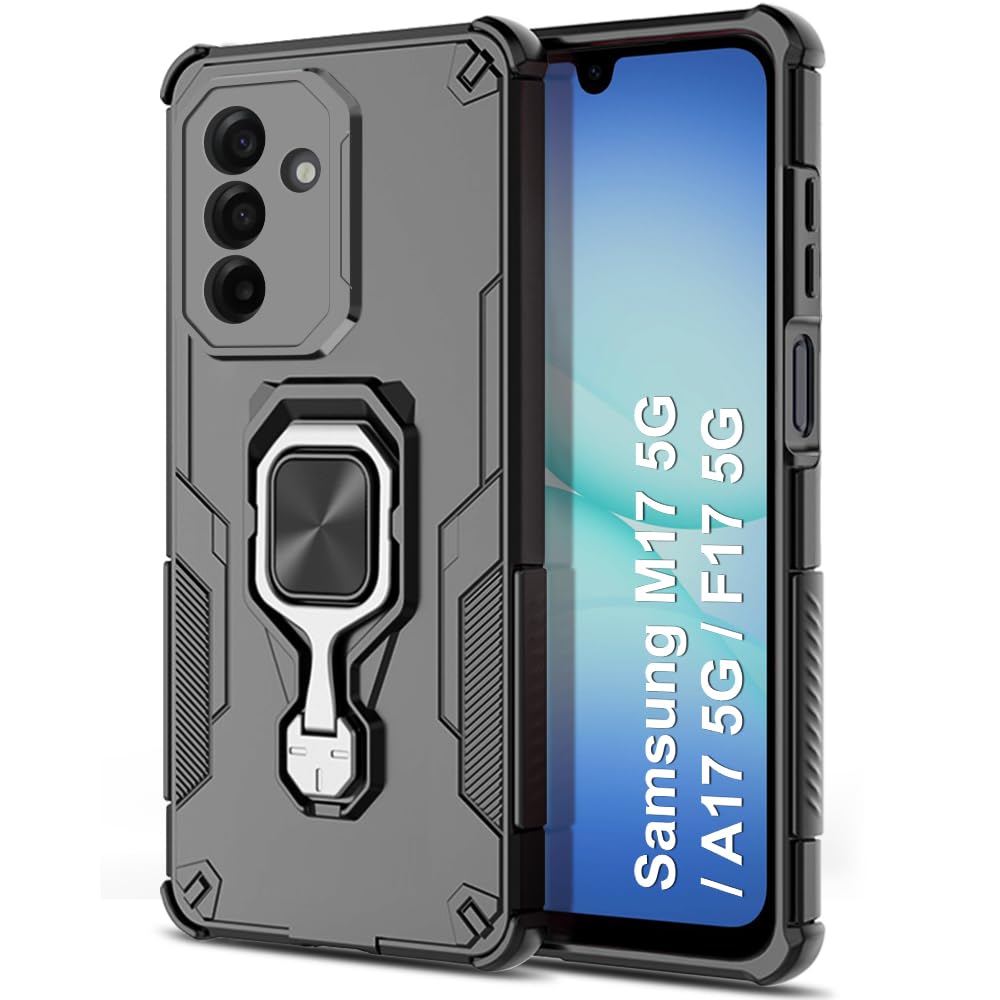 TheGiftKart Tough Armor Bumper Back Case Cover for Samsung Galaxy M17 5G / A17 5G / F17 5G | Ring Holder & Kickstand in-Built | 360 Degree Protection Back Case Cover (PC & TPU, Black)-image-22