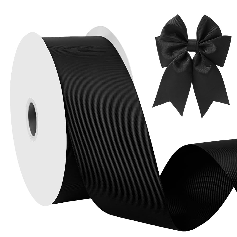 NBEADS 914.4 m Rouleau de Ruban Gros Grain Noir, Ruban Noir en Polyester de 3mm de Large pour Emballage Cadeau Confection de Nœuds et Couture pour Cheveux pour la Décoration de Mariage