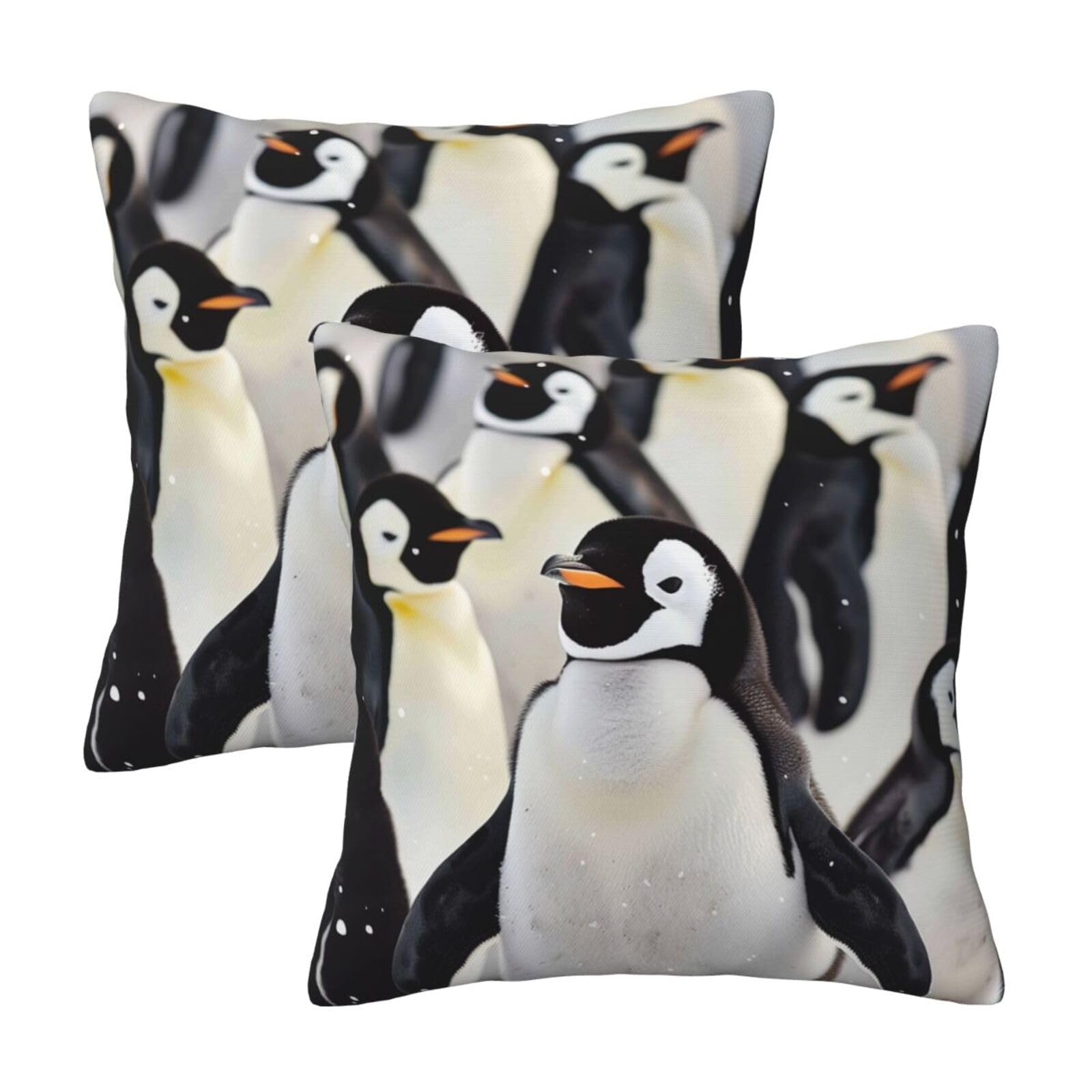 kkvhhyuo Cute Penguin Animal Pattern Print Pillow Covers Set of 2, Square Decorative Cushion Covers with Hidden Zipper, Throw Pillow Cases for Living Room Sofa Bed Chair, 50x50 cm