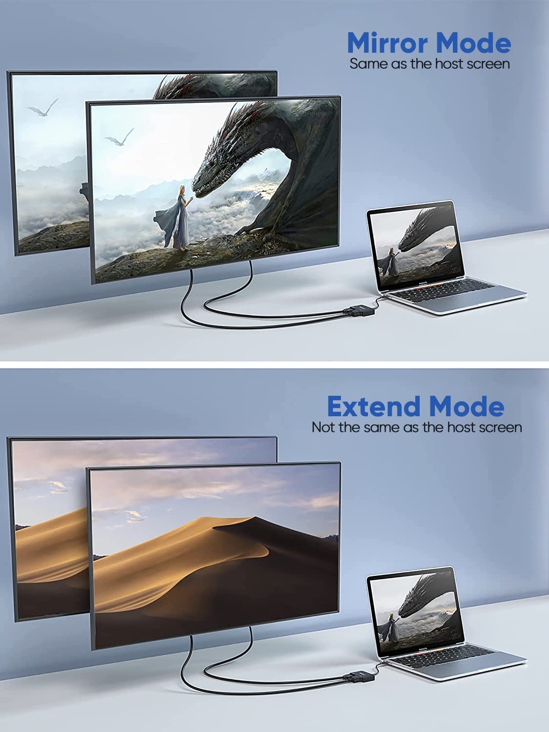Adaptador USB C a VGA y HDMI, Tipo C a HDMI y VGA con 4K 60Hz y 1080P 60Hz, Compatible con MacBook Pro, Huawei, DELL, Chromebook, Samsung y más, Negro