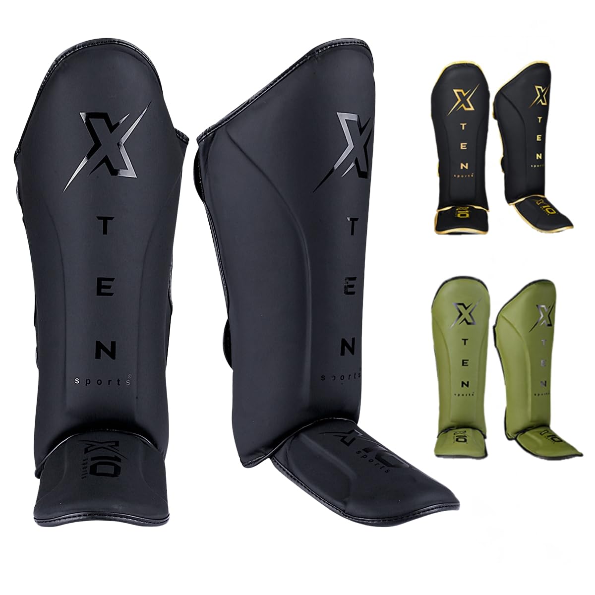 XTEN Shin Guards for Kickboxing, Muay Thai, MMA and Training Pads, Maya Hide Leather Instep Foam Protection, Leg Foot Protector for Martial Arts, Sparring, BJJ and Boxing Gear
