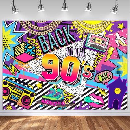 Mocsicka 90s Backdrop, Back to the 90s Party Decorations 83x59Inch
