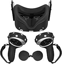 TNP Silicone Cover Set for Oculus Quest 2 Meta Quest 2 Controller Protector Black 4 in 1 Silicone VR Face Cover, Protective Lens Cover, VR Headset Skin Shell Accessories for Oculus Quest 2