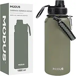MODUS Garrafa Térmica Esportiva De Aço Inoxidável Com Isolamento A Vácuo De 1000ML (Verde Oliva)
