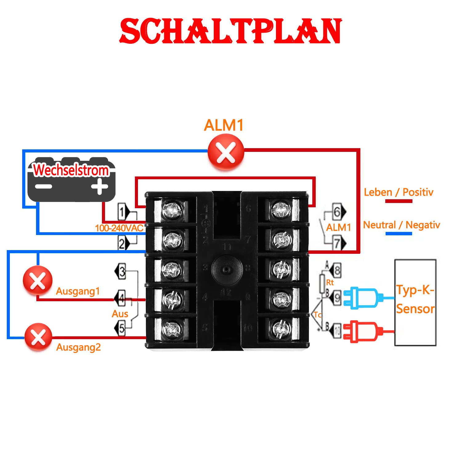 Digital Temperaturregler Kit REX-C100 LED PID-Temperaturregle Thermostat mit K-Typ Thermoelement Sensoreingangsrelais SSR-Ausgang (0-400 ℃)