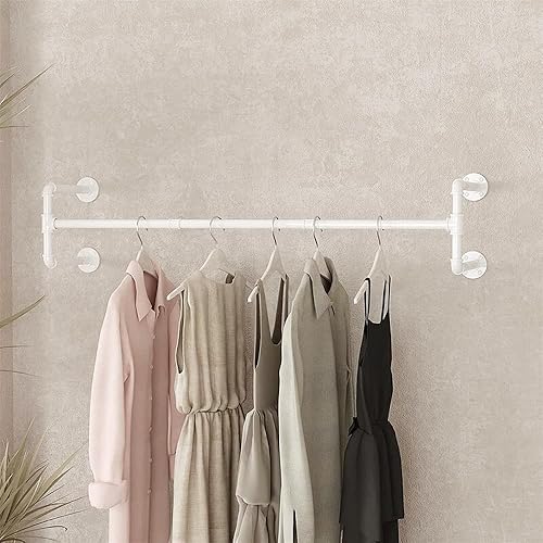 Miniatura 3 de Percheros industriales de tubería, percheros para colgar en la pared, estantes de ropa colgantes para exhibición que ahorran espacio, barra colgante