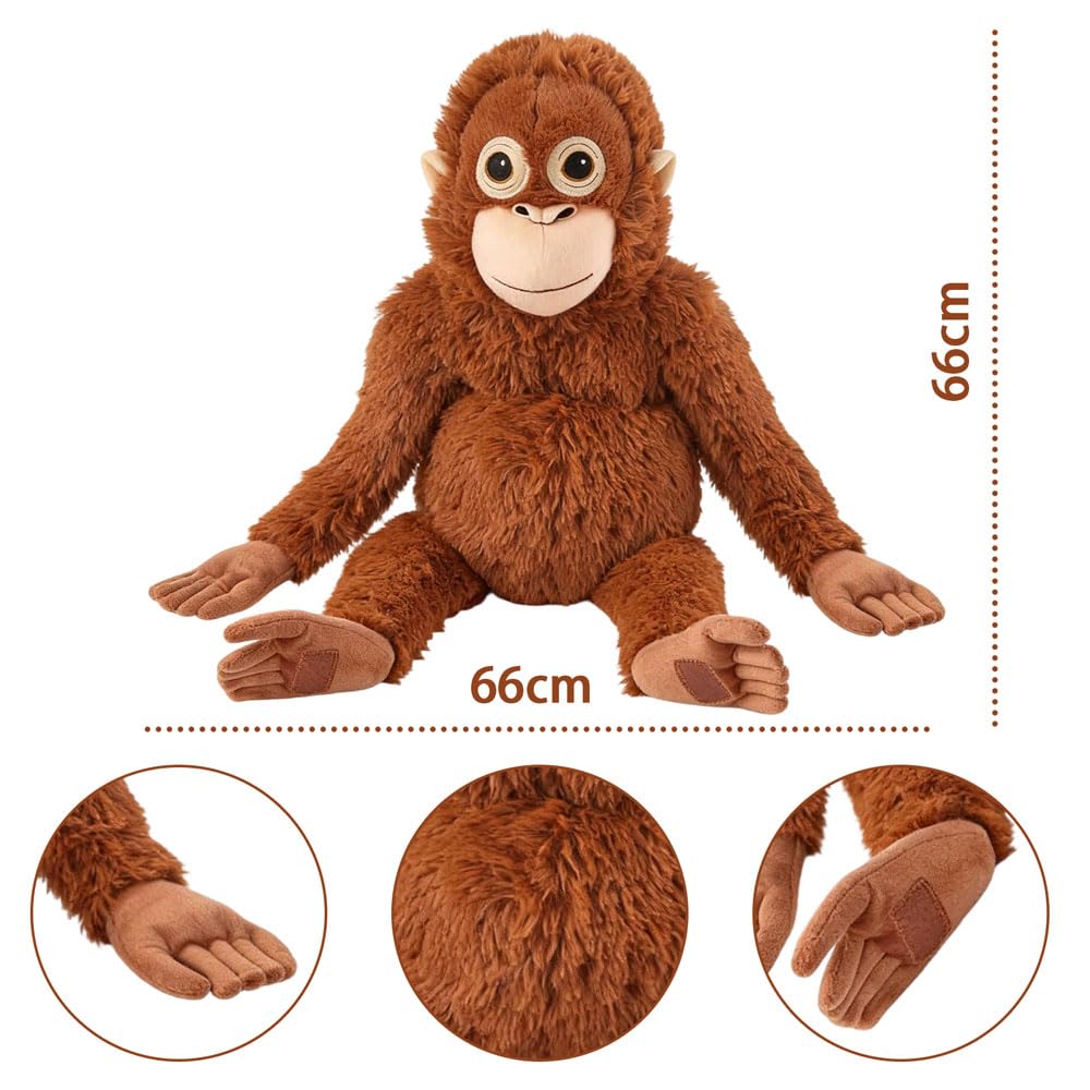 Punch Monkey Peluche, Peluche de orangután Grande de 66 cm, Manos MagnéTicas Mono de Peluche, Lavable y Seguro para niños,Peluche de Apoyo Emocional para Niños y Adultos