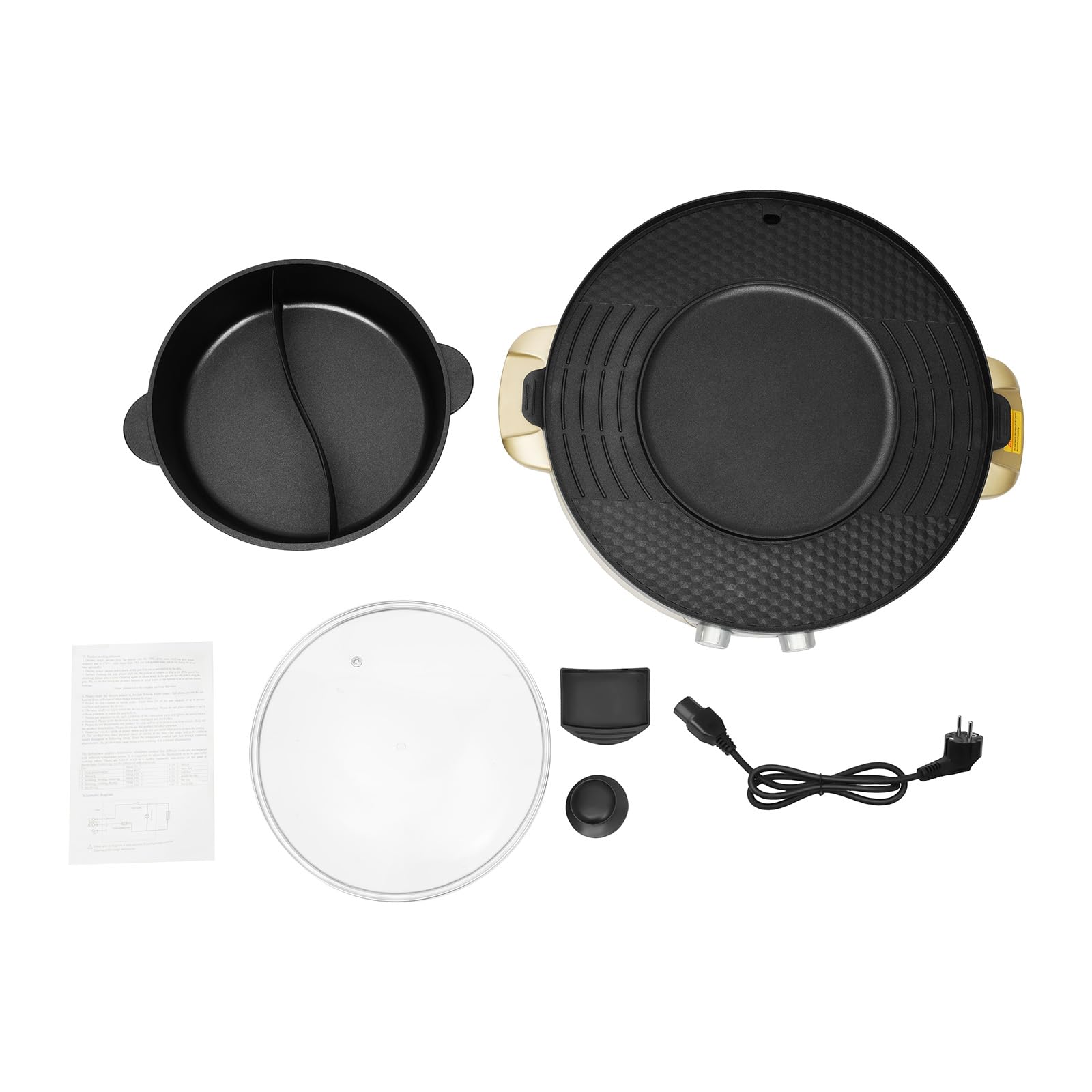 Hot Pot con griglia elettrica, con vaschetta raccogli grassi, dimensioni totali del prodotto 52 x 18,5 cm, per cuocere bistecche, frutti di mare, carne, verdure, crustacei e pasta