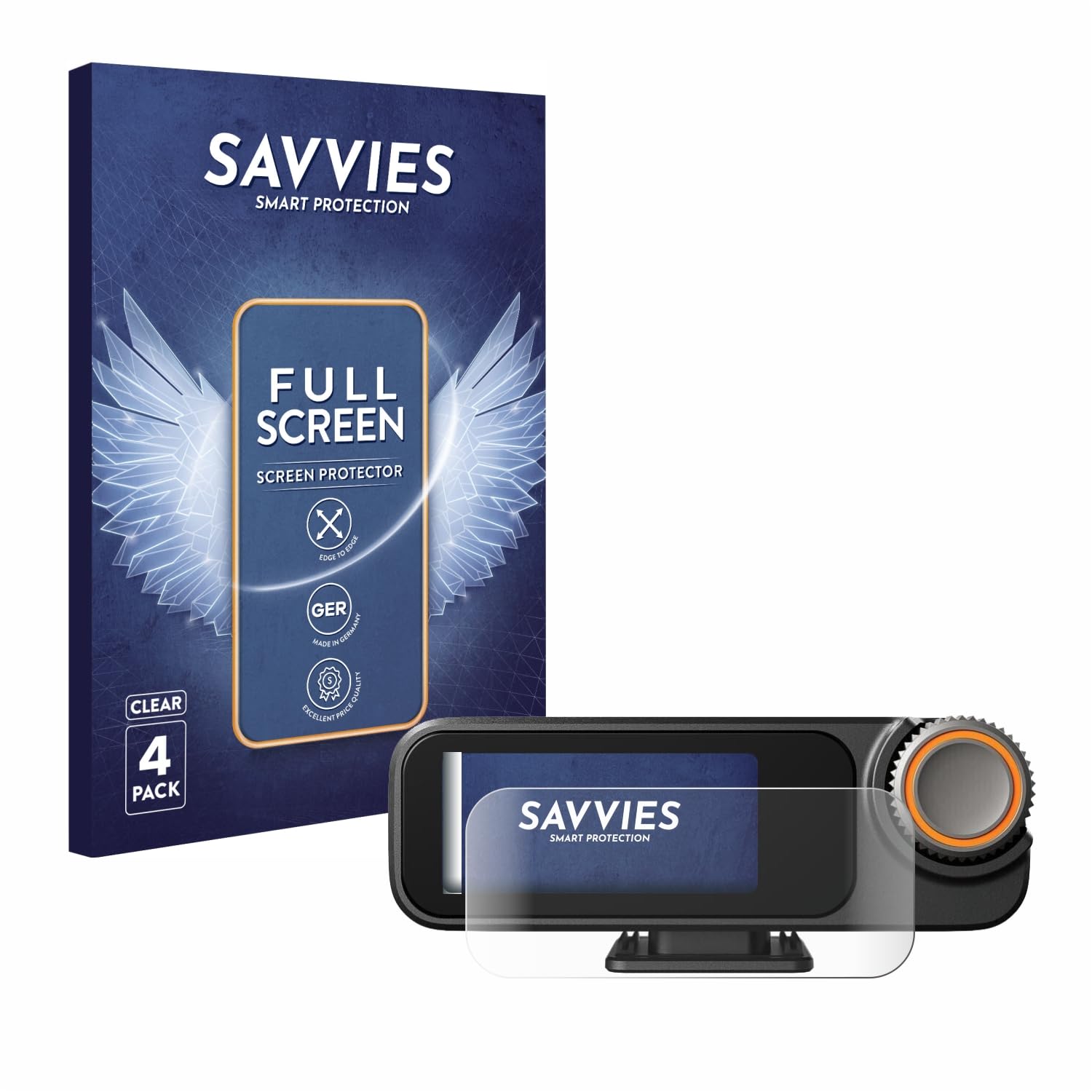 savvies 4 Pezzi Full-Screen Pellicola Protettiva per DJI Mic 3 (Receiver) Full Cover Pellicola Copertura [Trasparente, 3D Curved, Proteggi Schermo]