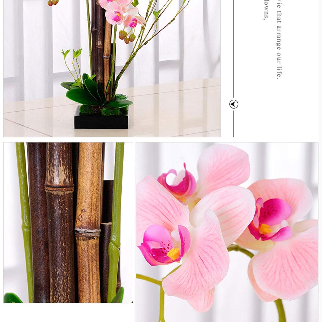 Fiori Artificiali Simulazione Cinese Farfalla Orchidea Set, Composizione Creativa di Fiori Finti di bambù Viola, Fiore Artificiale con Vaso Decorazioni F