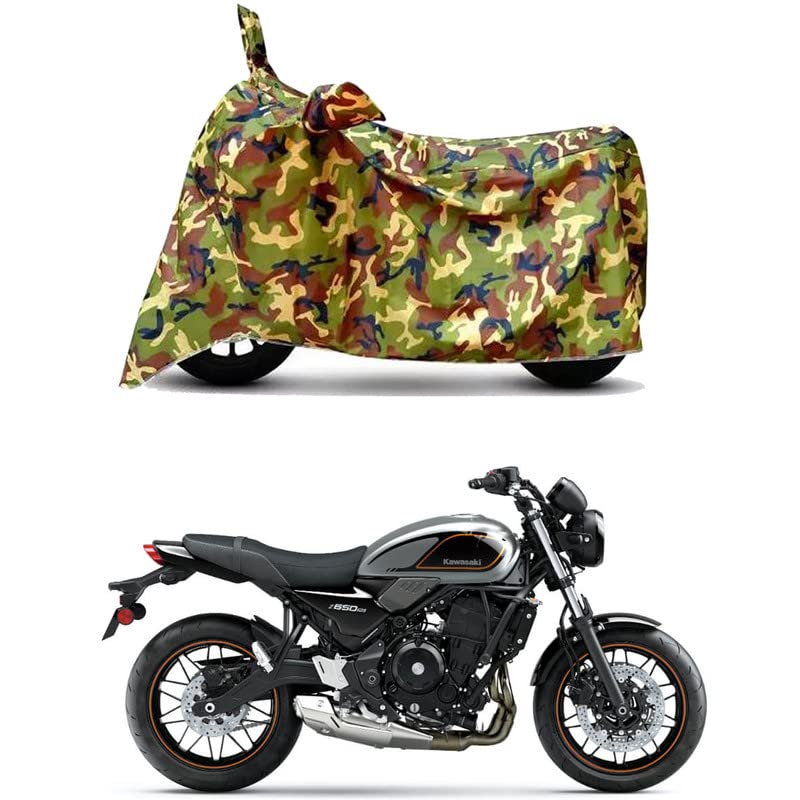 Image of Waterproof 100% PVC Coated Full Bike Scooty Two Wheeler Body Cover Compatible for KawasaZ650RS STD /UV-Rays /Heat Protection /Birds Dropping /Scratchproof /Dust Proof [6X6 Jungle Print]