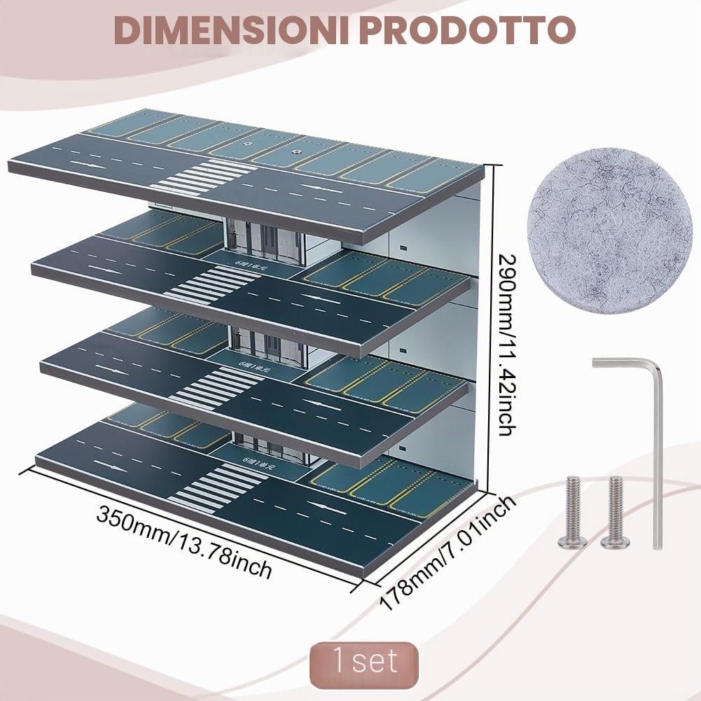 UNICRAFTALE Espositore vetrina per Hot Wheels Garage Matchbox Cars PVC Auto Mini modello Urbane Paesaggio stradale Micro Paesaggio Accessori Decorazione Grigio Regalo per collezionisti di auto uomini