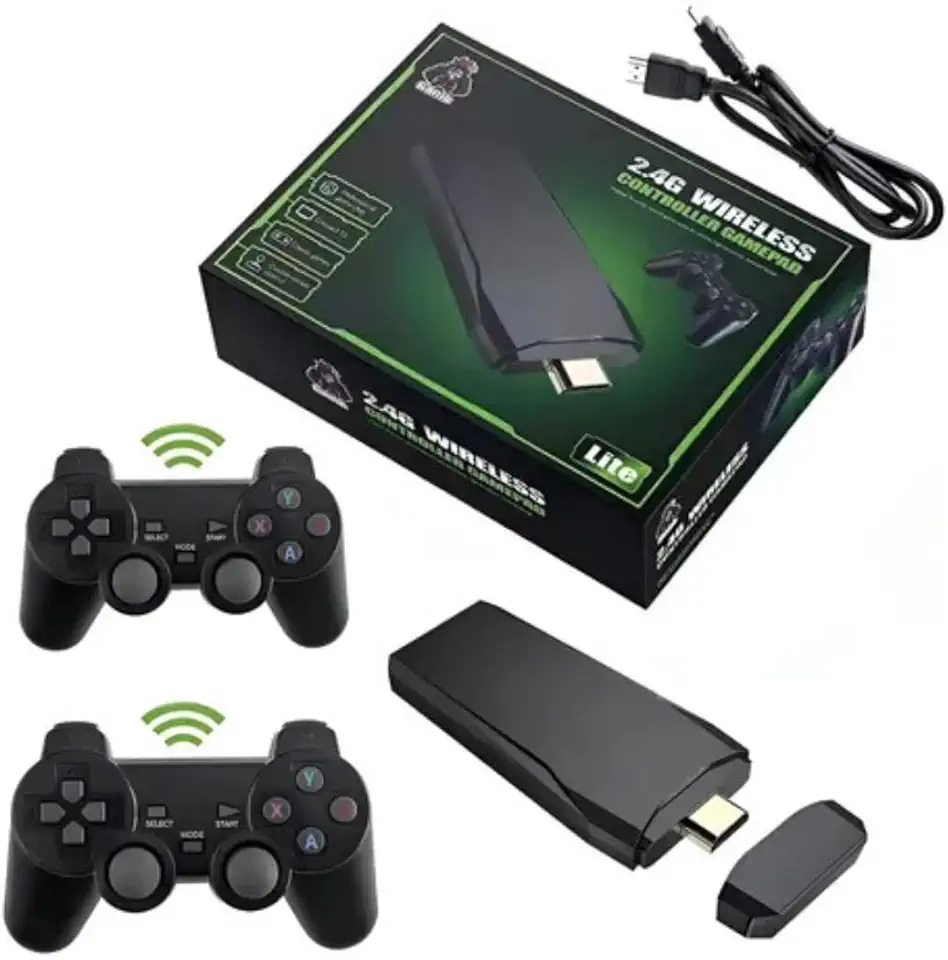 Video Game Stick Retrô 4K com 10.000 Jogos Clássicos – Console Portátil com 2 Controles Sem Fio | Diversão para Crianças e Toda a Família