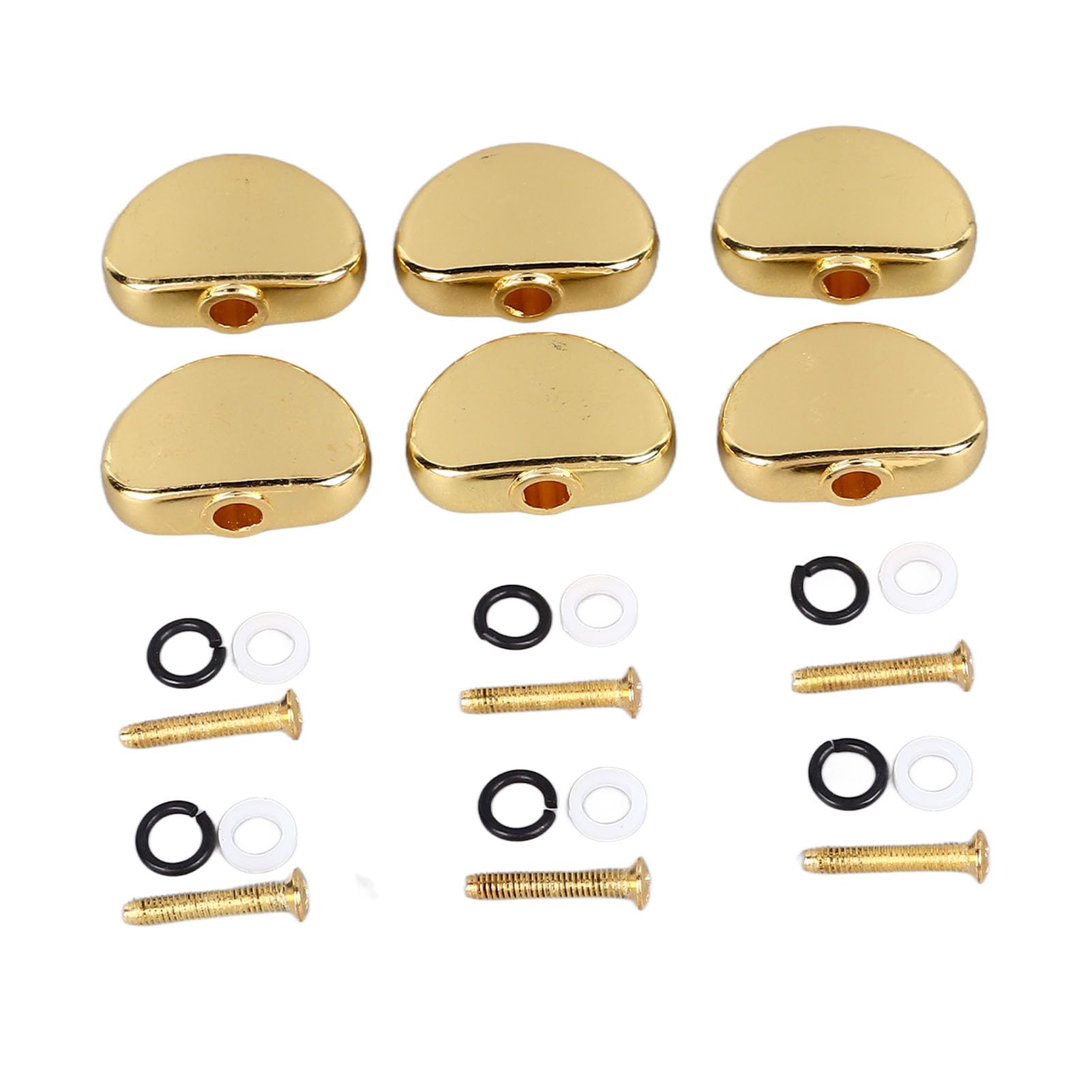 6Pcs Metal Guitar Tuning Peg Handle with Key Button for Folk Electric Guitar Replacement Black (Gold)