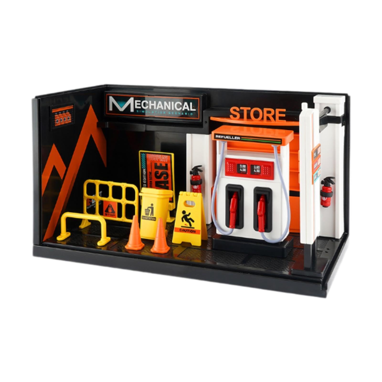 Diorama in 1/24, Modello di Garage per Auto, Simulazione di Scenario, Modello in Metallo Pressofuso, Scena di Garage per Tavolo di Sabbia, Colle, con Macchina per Olio