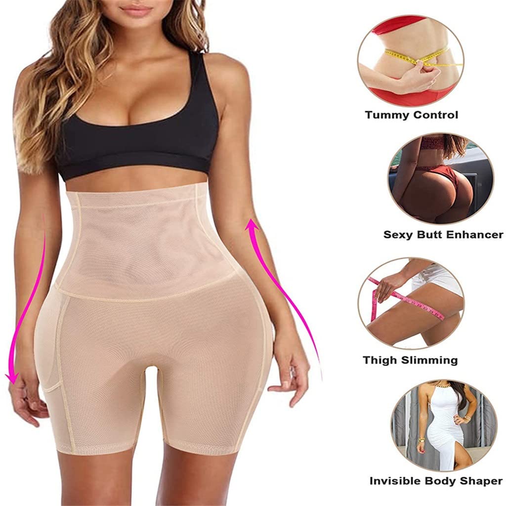 MMRTDJDR Wyściełana bielizna biodrowa Bezszwowa bielizna damska Majtki modelują Body Butt Lifter Wysoki pas treningowy do talii