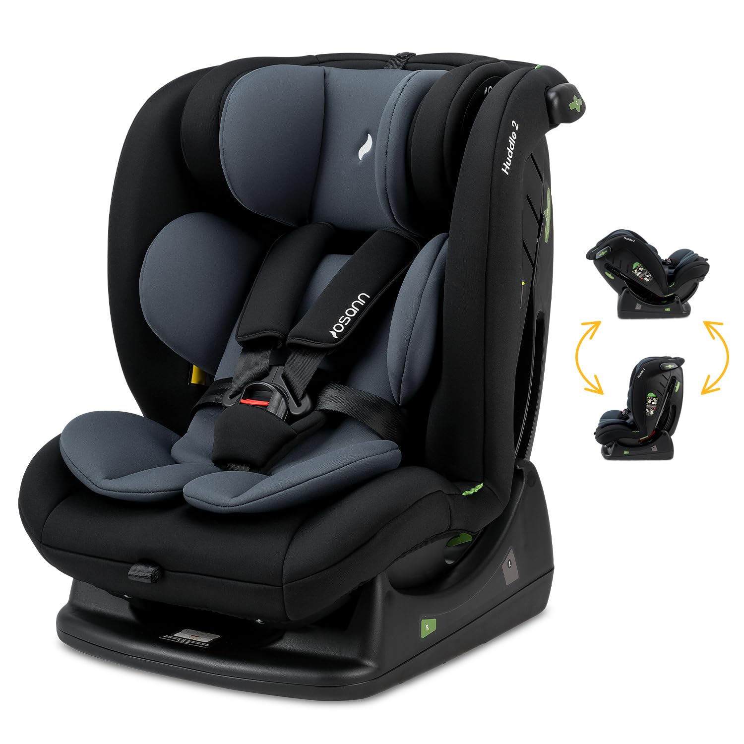 Osann Huddle 2 Kindersitz Reboarder 40-150 cm mitwachsend vorwärts rückwärts 3-Punkt-Gurt Nero