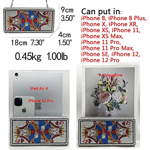 Novelty Poker Card Queen Evening Bags And Clutches For Women Crystal Clutch Bag Rhinestone Handbags Party Purse (Small,Queen) #TOP1