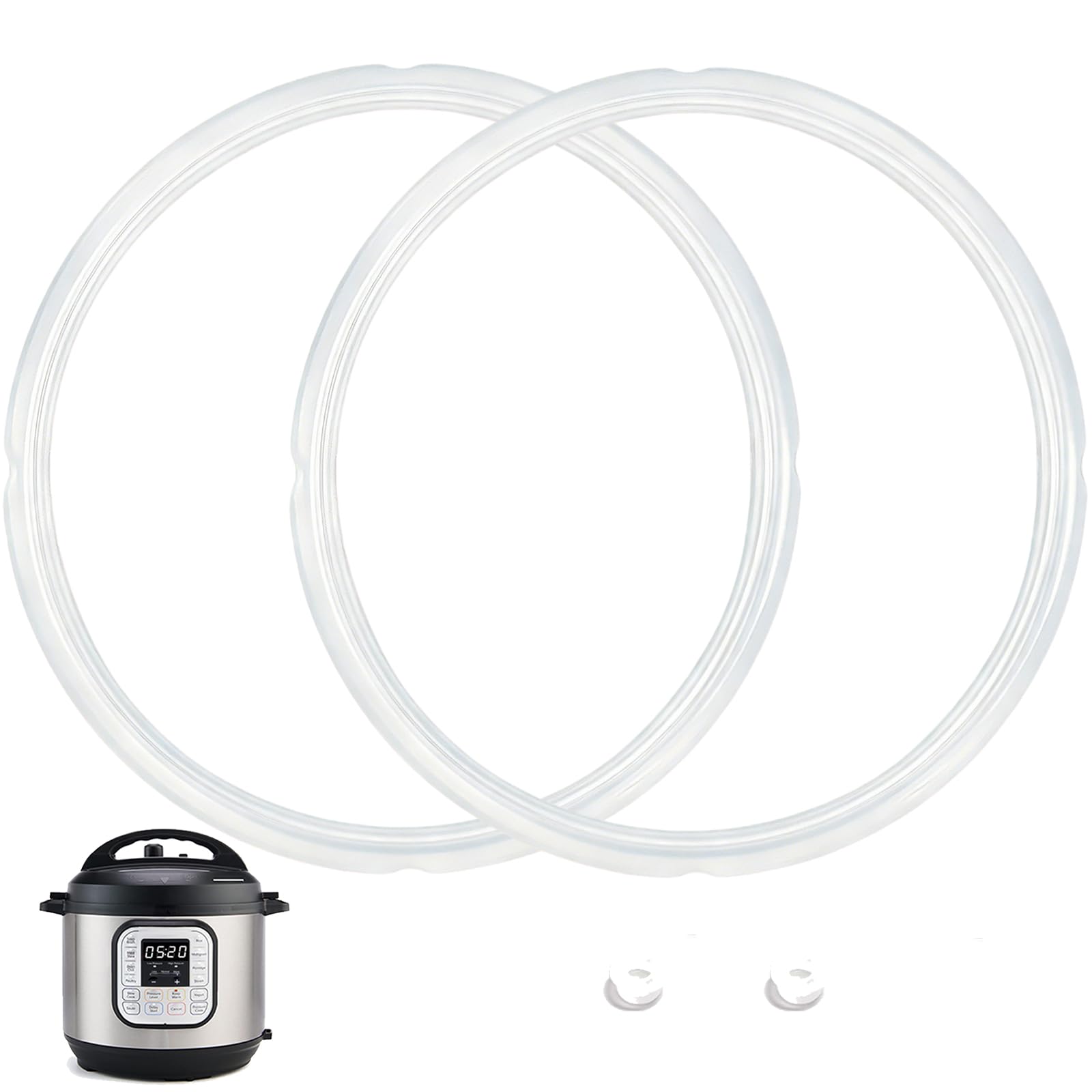 Photo 1 of 2 Pack Sealing Ring 6 Qt for Instant Pot replacement for 5/6QT Instant pot Seal, With 2 Float Valve Caps, Food-grade Silicone Instant Fit for DUO DUO Plus 6 Quart Instant Pot Gasket 5&6 Qt