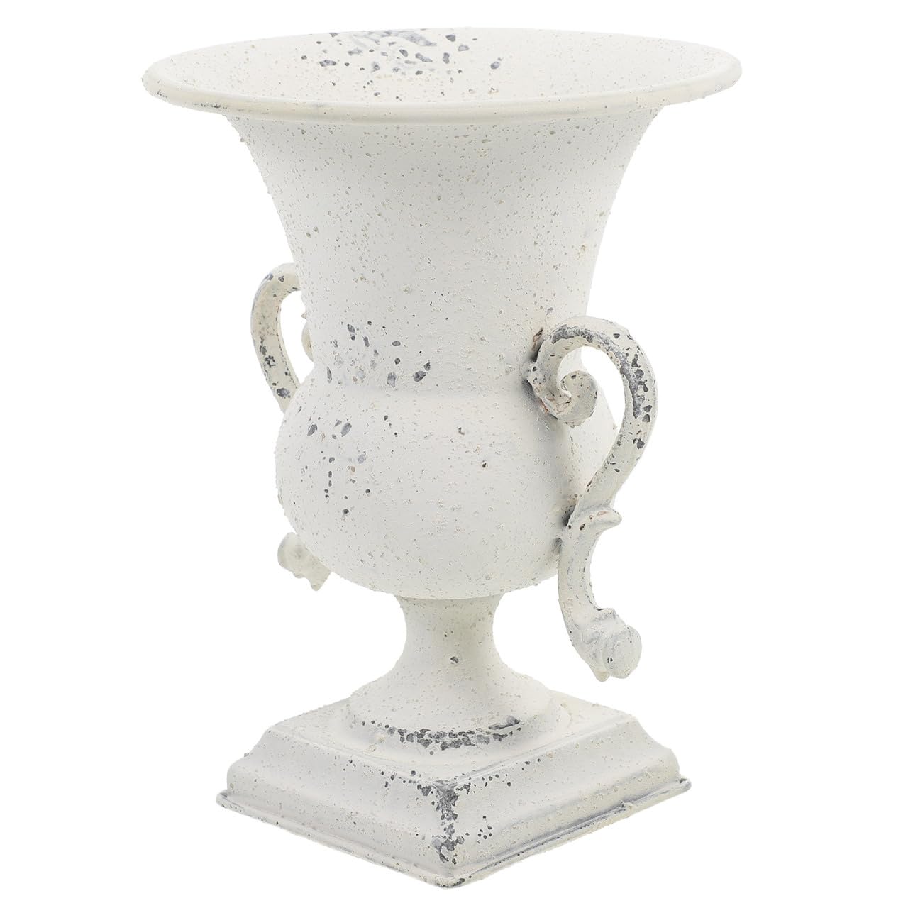 Alipis Vaso a urna in metallo, stile classico, in ferro anticato, decorativo, rustico, con stelo romano, per esterni, per giardino, patio B
