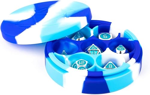 FanRoll by Metallic Dice Games - Funda de dados redondos de silicona, azulblancoazul claro, accesorios de dados para juegos de rol para Calabozos y