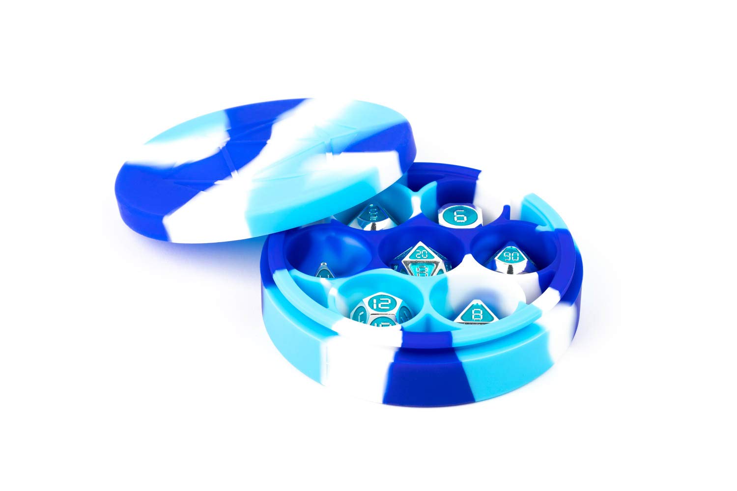 Fanroll - Silicone Round Dice Case - Blue/White/Light Blue