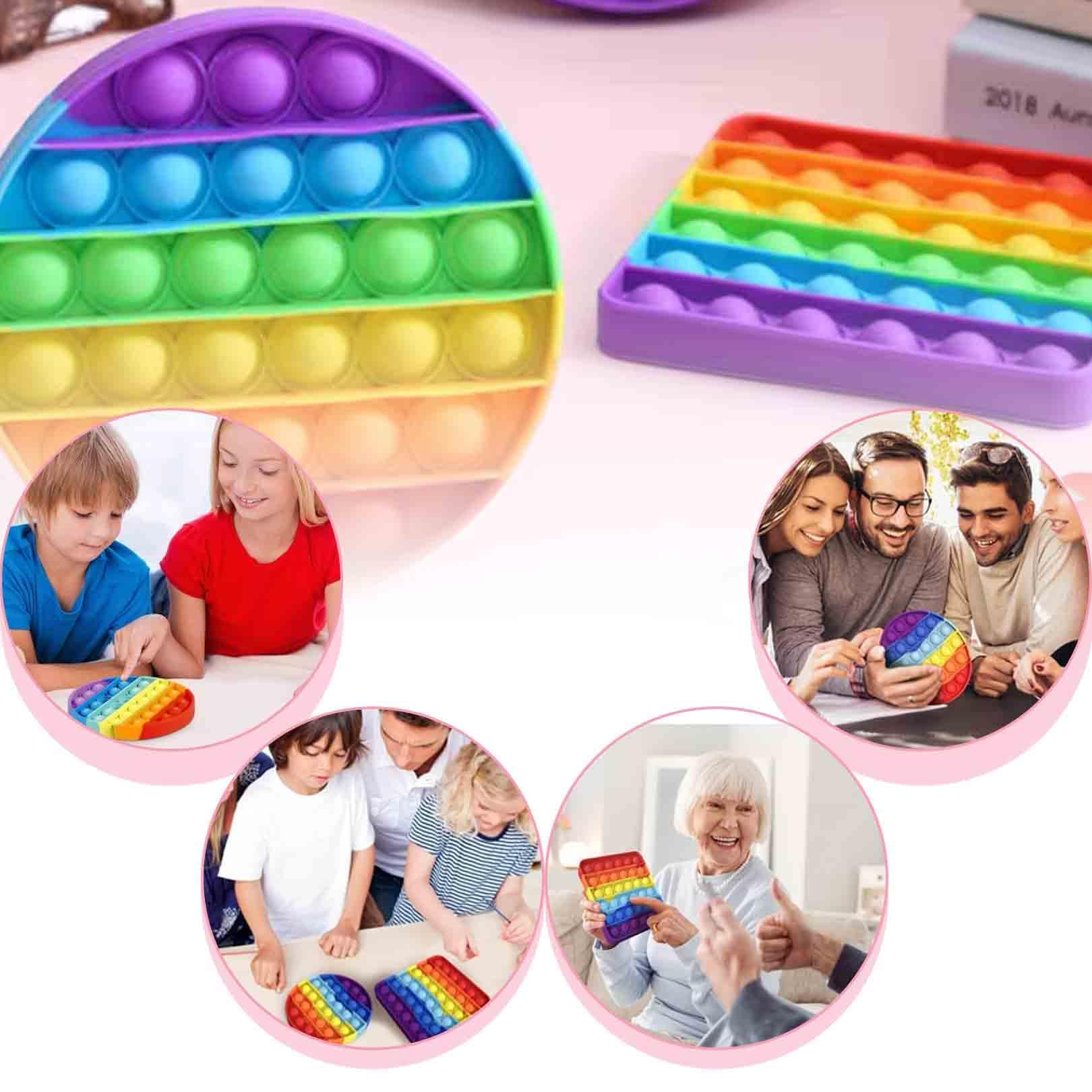2er-Set Push-Pop-Blasen Fidget Toys – Regenbogen-Silikon-Zappelspielzeug Für Kinder & Erwachsene